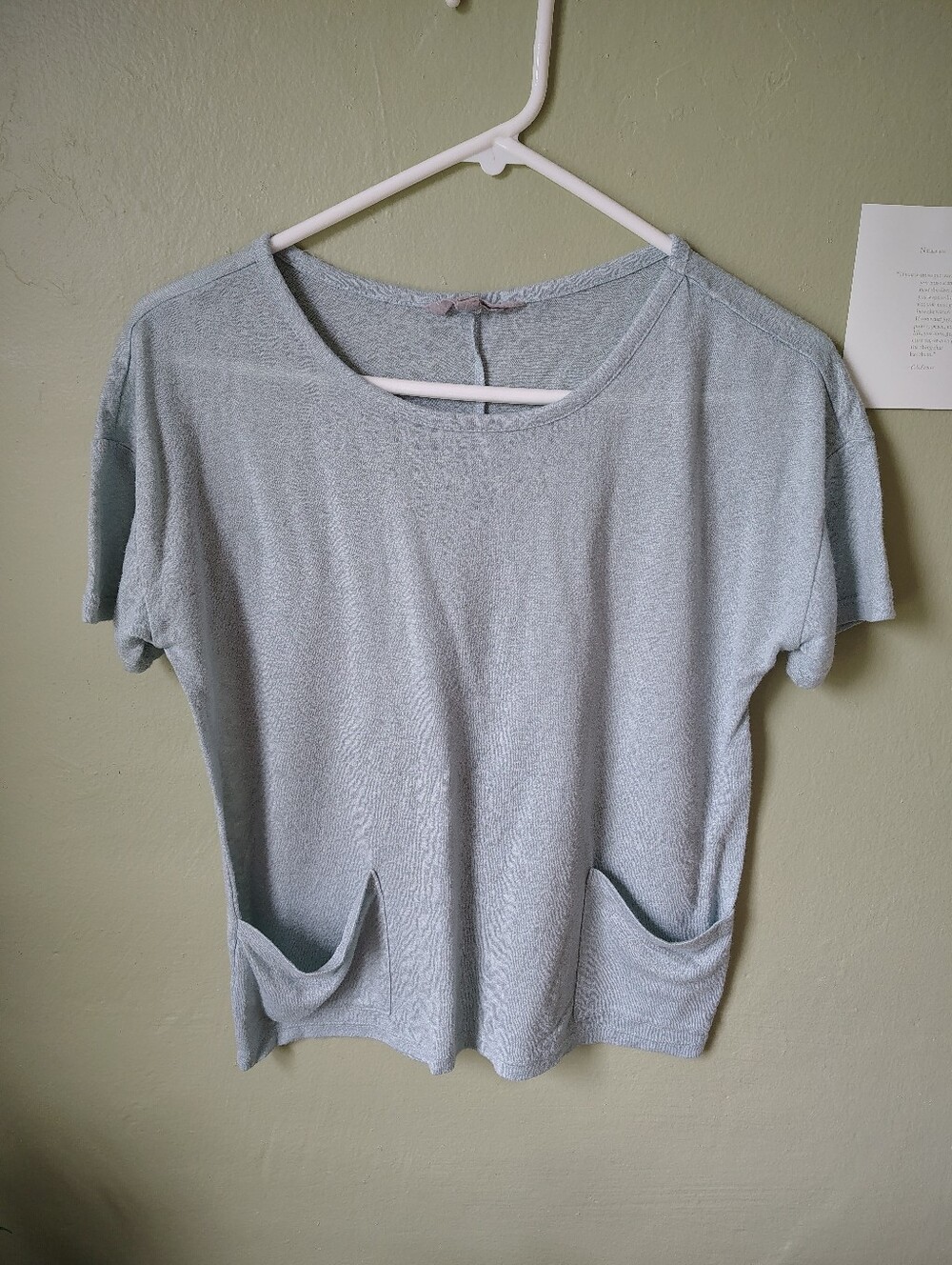 Harmony Balance Women's Small Light Blue Short Sleeve Pocket Knit Top